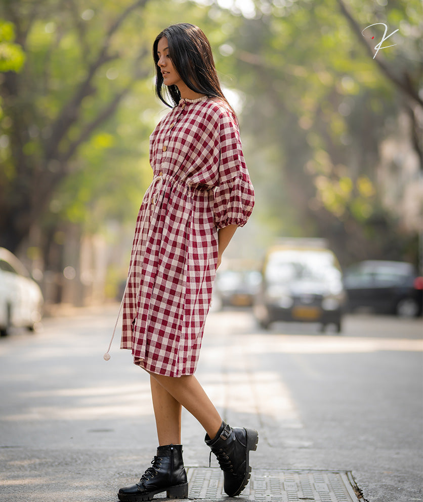 Krushnachuda-Checkmate-Kimono-Dress