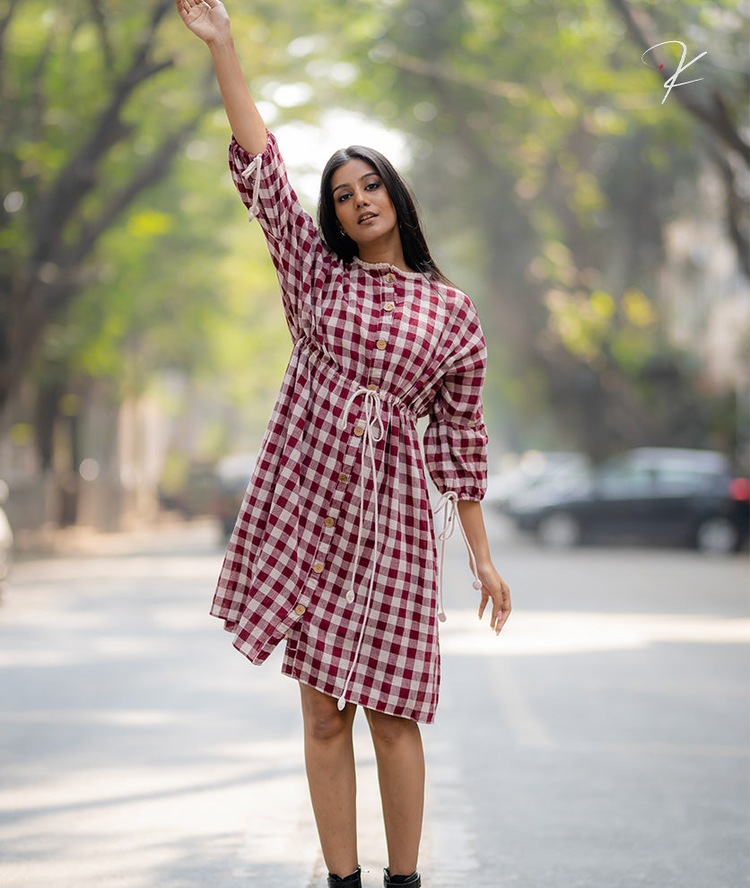 Krushnachuda-Checkmate-Kimono-Dress