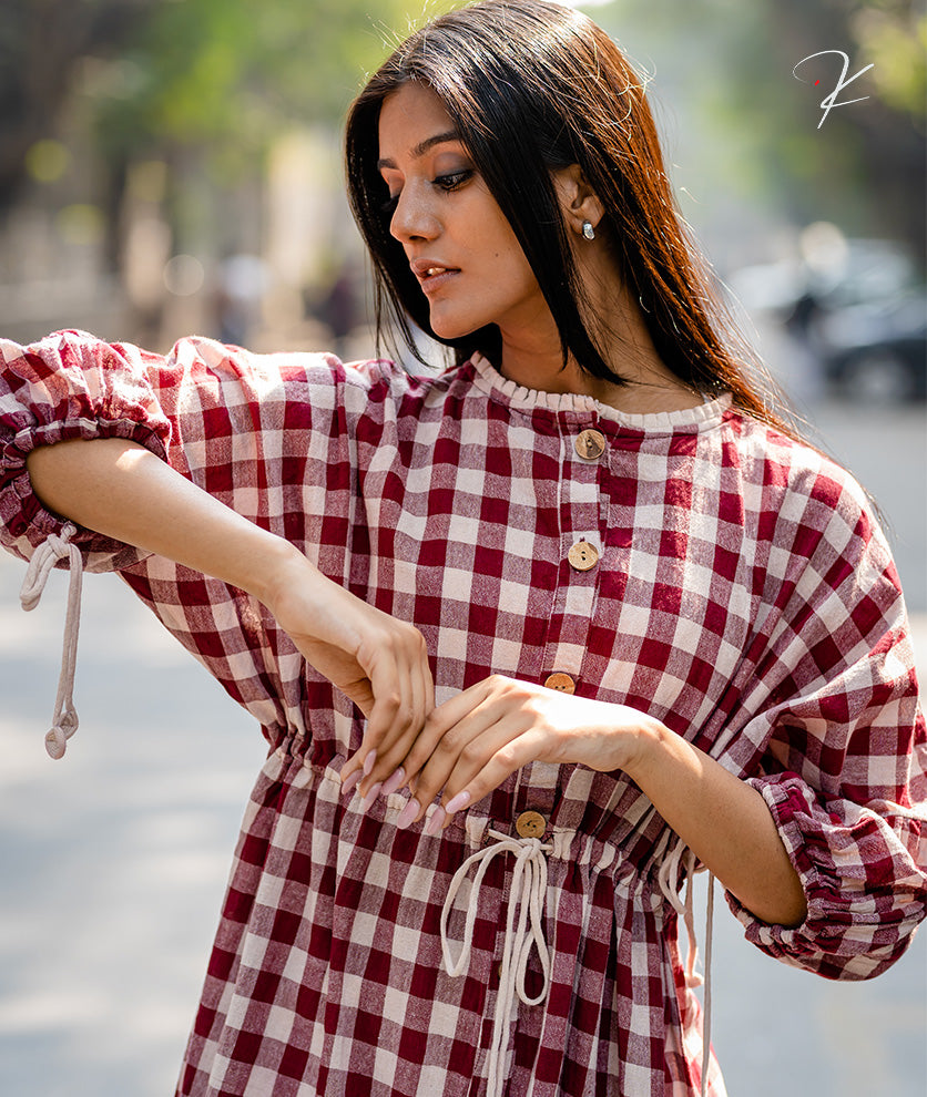 Krushnachuda-Checkmate-Kimono-Dress