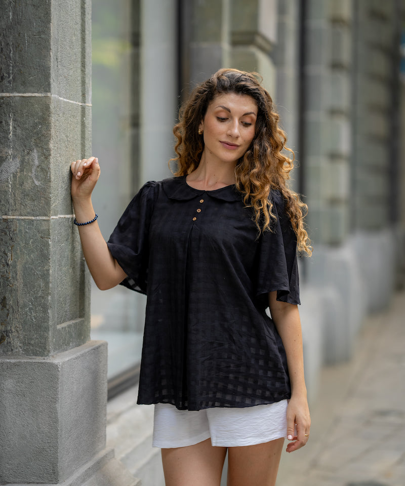 Black Flounce Shirt